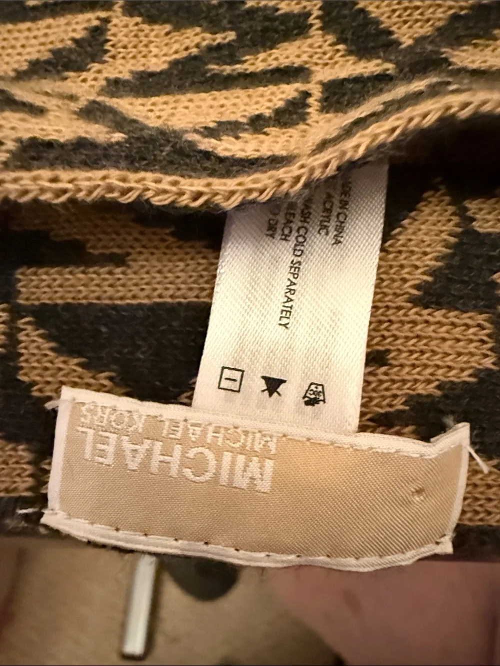 Michael Kors Tan and Black Logo Knit Beanie with Matching Scarf